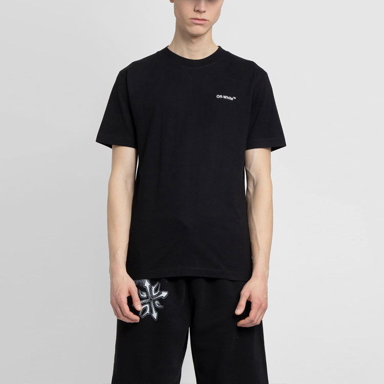 Men's Off-White SS22 Solid Color Cotton Printing Short Sleeve Black T-Shirt OMAA027S22JER0101001