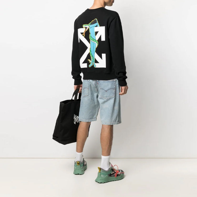 Off-White SS21 Arrows Printing Round Neck Long Sleeves Version Black OMBA025S21FLE0151001
