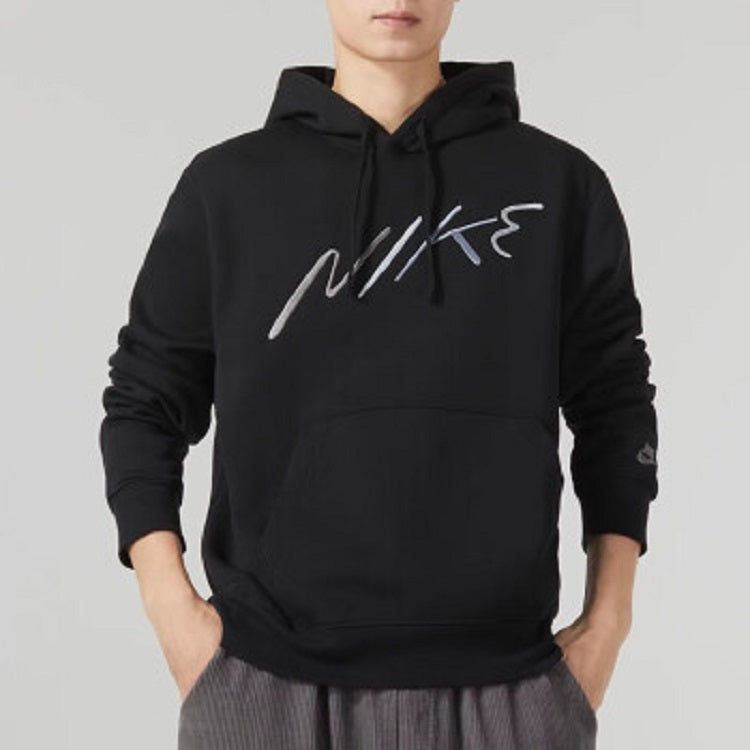 Nike Club Fleece Logo Hoodie 'Black White' FB7489-010