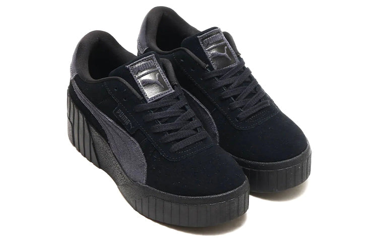 (WMNS) PUMA Cali Wedge Tonal Low Top Casual Skateboarding Shoes Black 385248-03