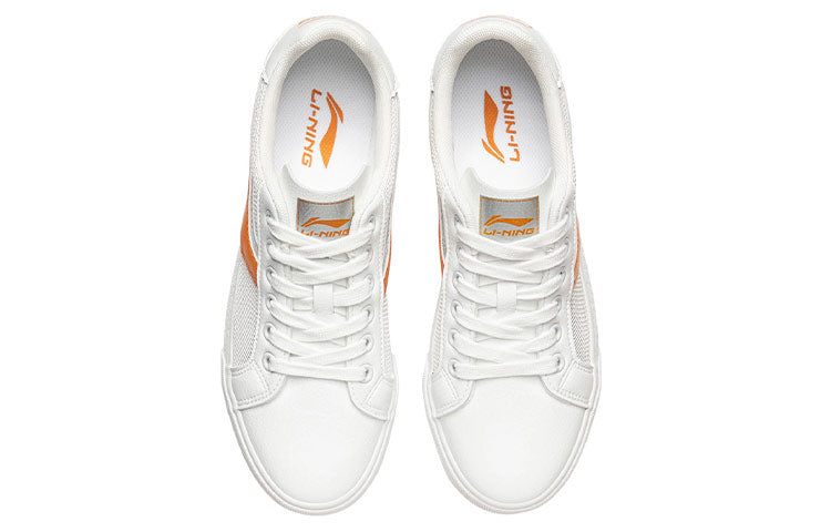 (WMNS) Li-Ning Vintage Skate Shoes 'White Orange' AGCR396-2