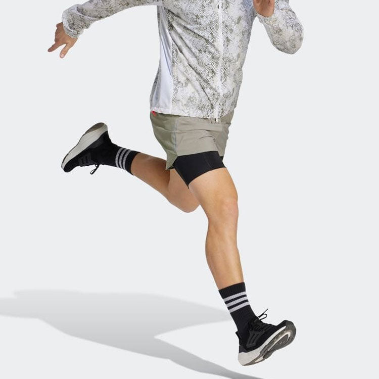 adidas Designed 4 Running 2-in-1 Shorts 'Silver Pebble' IB8933