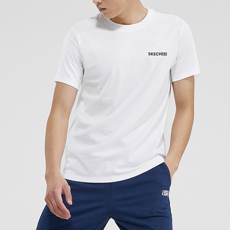 Skechers Knit Printing Short Sleeve Couple Style White L220U067-0019