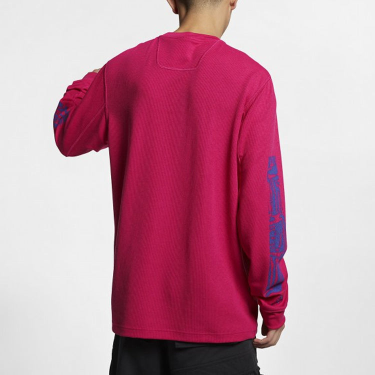 Men's Nike ACG Waffle Casual Sports Printing Pullover Long Sleeves Rose Red BQ7205-666