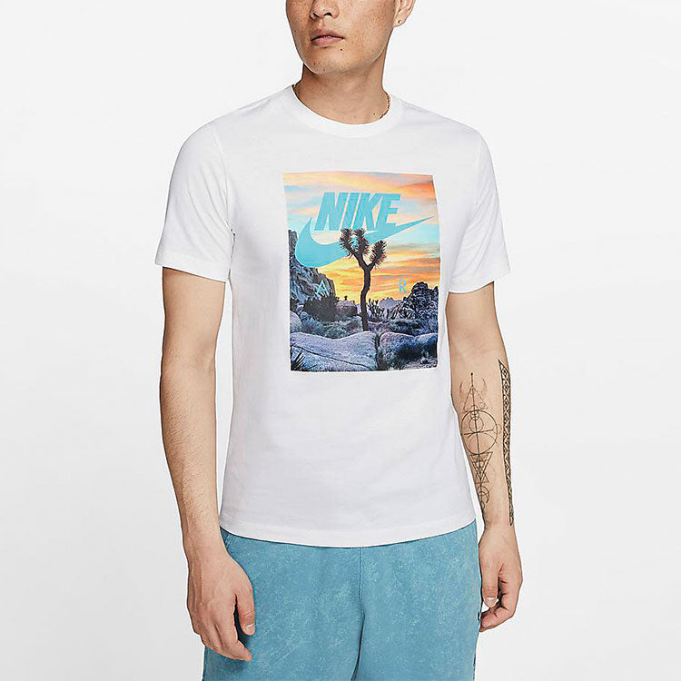 Nike Sportswear Printing Pattern Round Neck Short Sleeve White CT6885-100