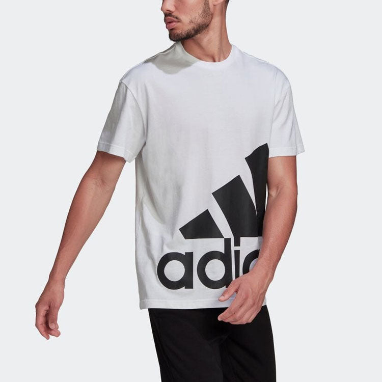 Men's adidas Contrasting Colors Large Lofo Short Sleeve White T-Shirt HE1829