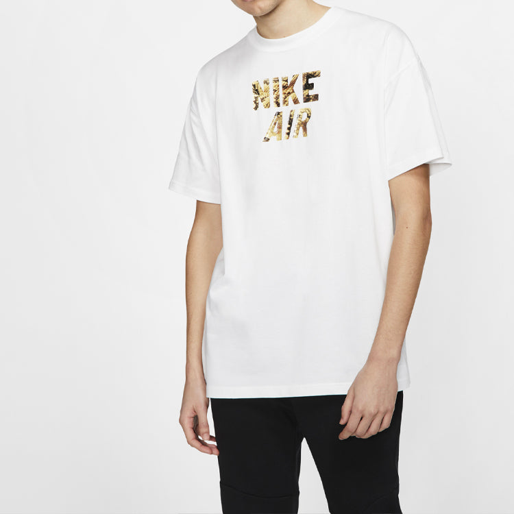 Men's Nike AF1 Round Neck Loose Casual Sports Short Sleeve White T-Shirt 'White Camo' CJ1783-100