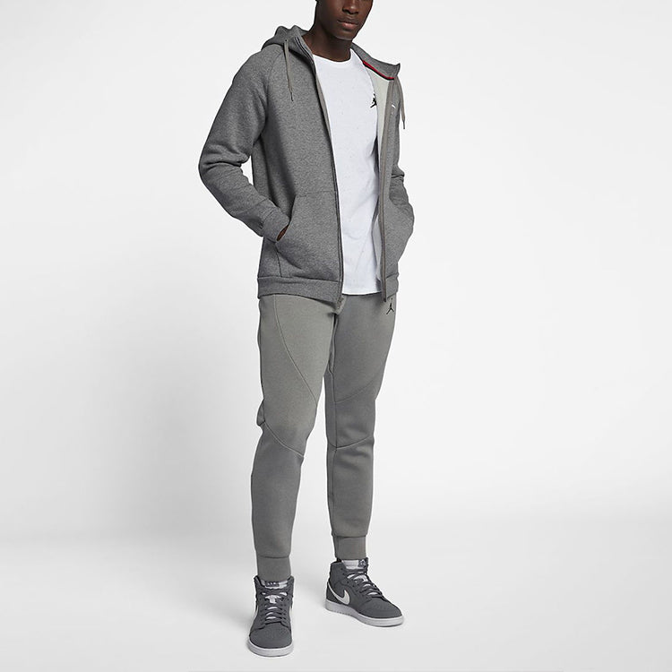 Air Jordan Air logo Printing Fleece Sports Hooded Jacket Gray 939998-091
