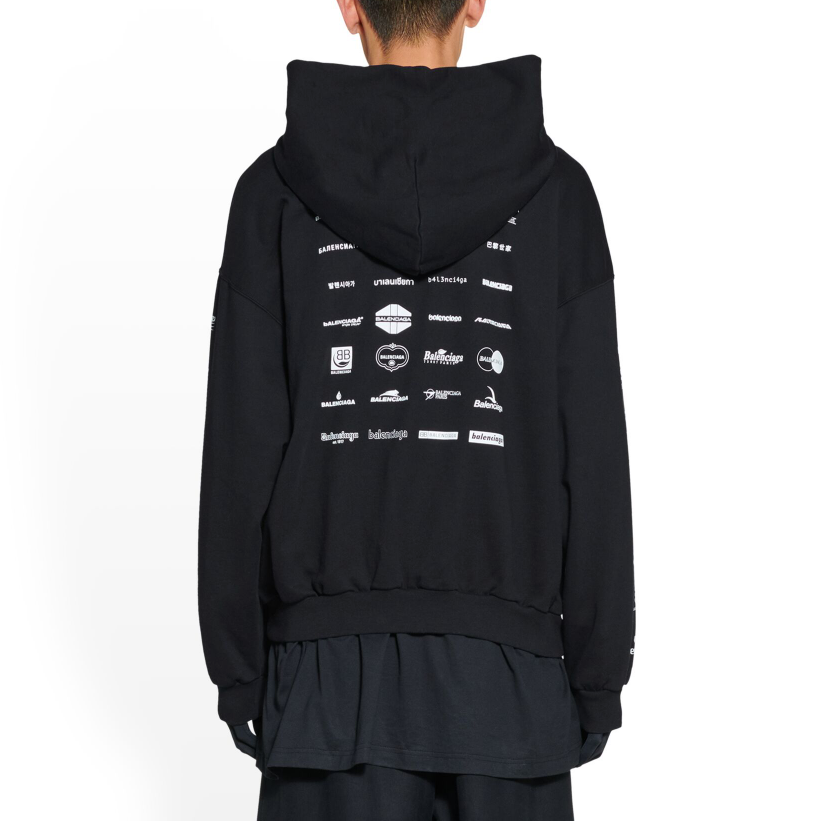 Balenciaga Archives Logos Hoodie 'Black' 726241TNVQ81070