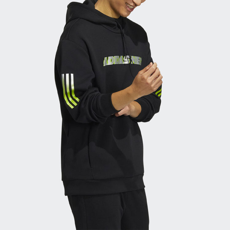 Men's adidas neo Logo Printing Stripe Sports Loose Black H45192