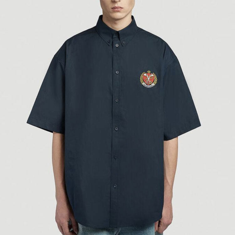 Balenciaga Est. 1917 College Logo Print Shirt 'Dark Blue' 675643TYB184100
