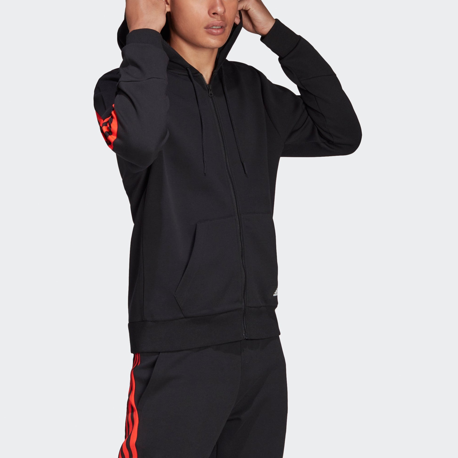 adidas M Fi 3s Fz Sports Hooded Jacket Black H46532