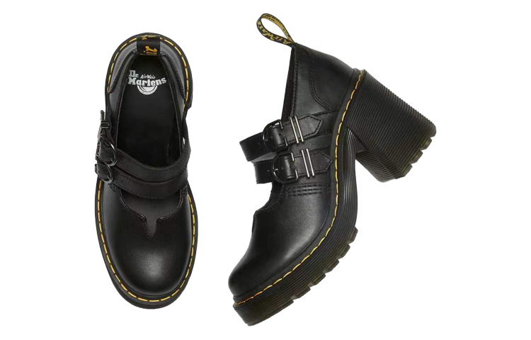 (WMNS) Dr. Martens Eviee Sendal Leather Heeled Shoes 'Black' 27371001