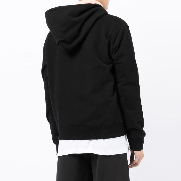Off-White FW21 Casual Logo Printing Zipper Hooded Jacket Loose Fit Black OMBE001F21FLE0011001