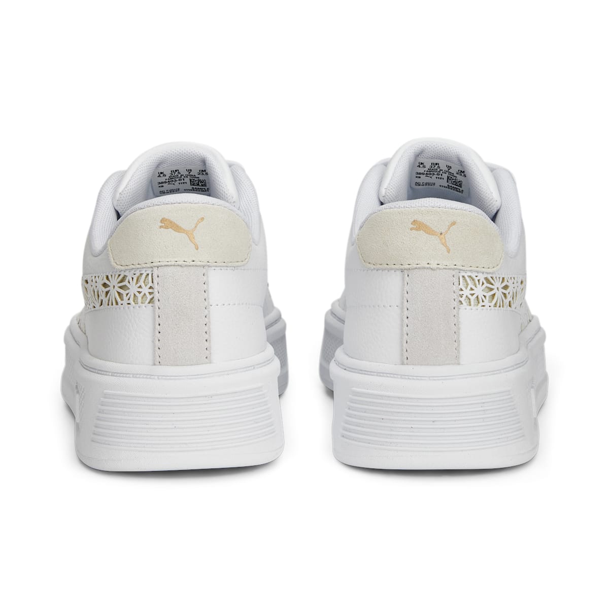 (WMNS) PUMA Smash Platform V3 'Laser Cut White Pristine Gold' 389403-01