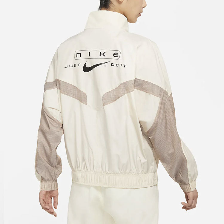 (WMNS) Nike Sportswear Sports Running Splicing Stand Collar Woven Jacket Khaki CZ8849-219