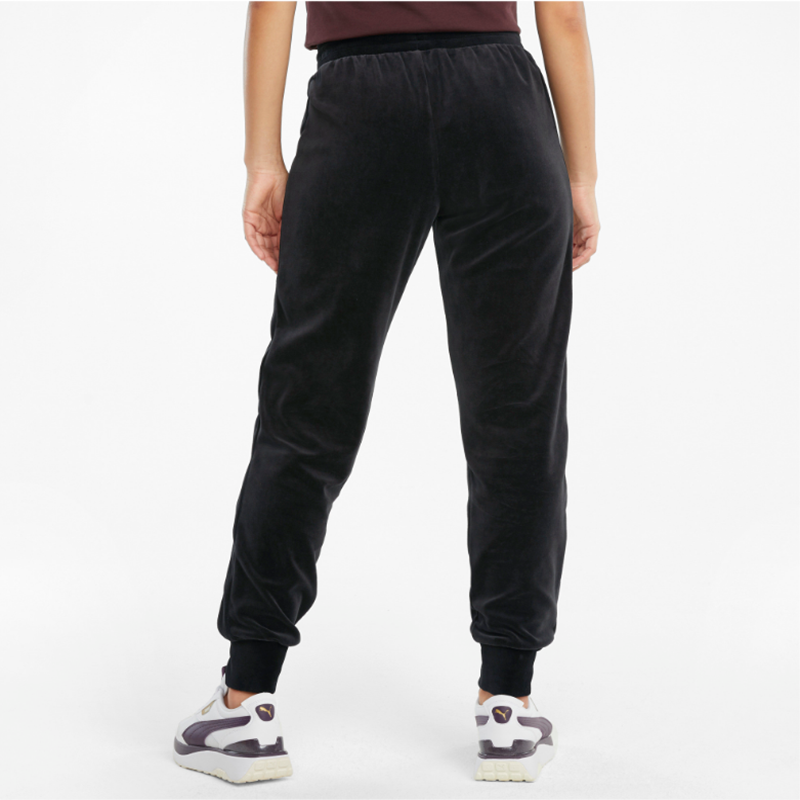(WMNS) PUMA Iconic Embroidery Logo Knitting Trousers Black 532951-01
