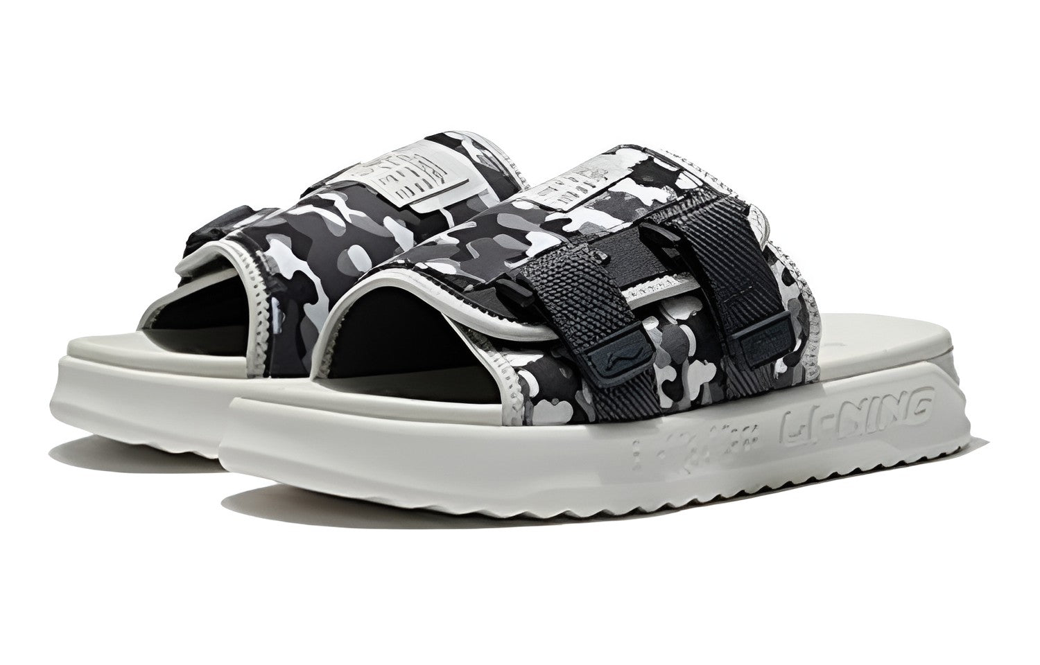 Li-Ning Fashion Slides 'White Black Camo' AGAS011-3