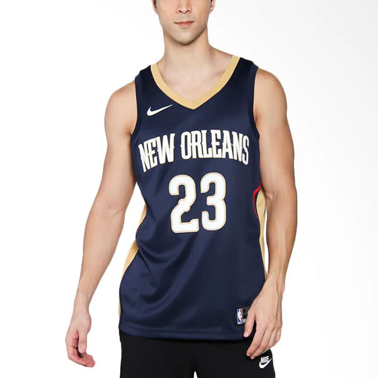 Nike Anthony Davis Icon Edition Swingman Jersey SW 'Dark Blue Gold' 864493-419