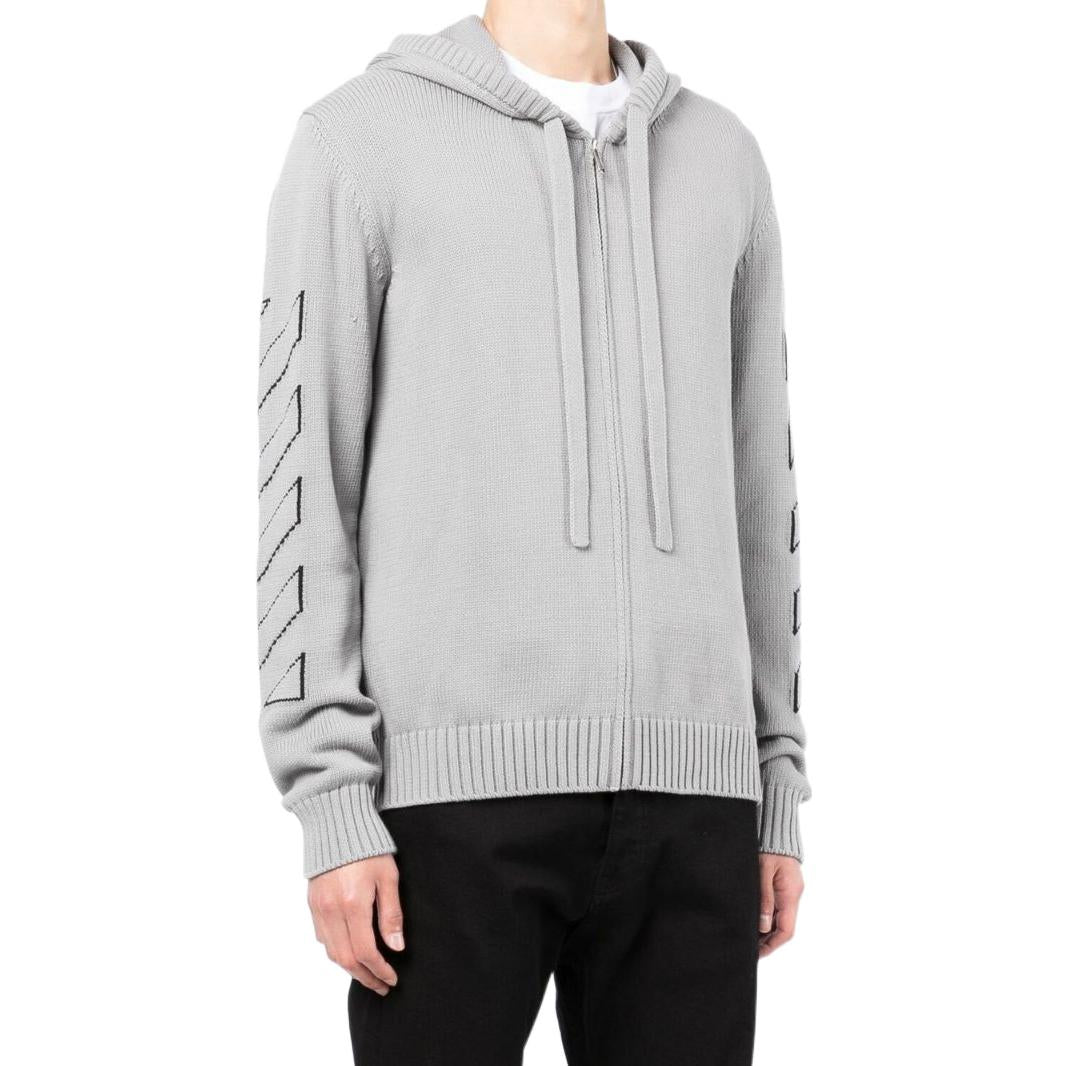 Men's Off-White FW22 Solid Color Logo Printing Pullover Hooded Jacket Version Light Grey OMHA145C99KNI0010610