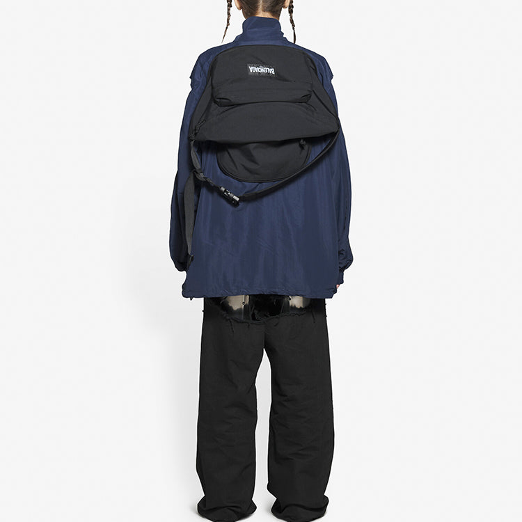 Balenciaga FW21 Logo Splicing Loose Jacket Unisex Navy Blue 663065TKO484063