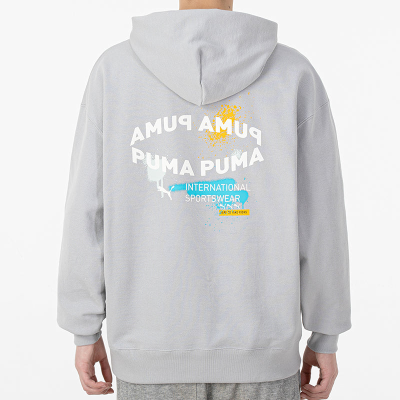 PUMA Oversize Trend Graphic Logo Hoodie 'Grey' 536061-19