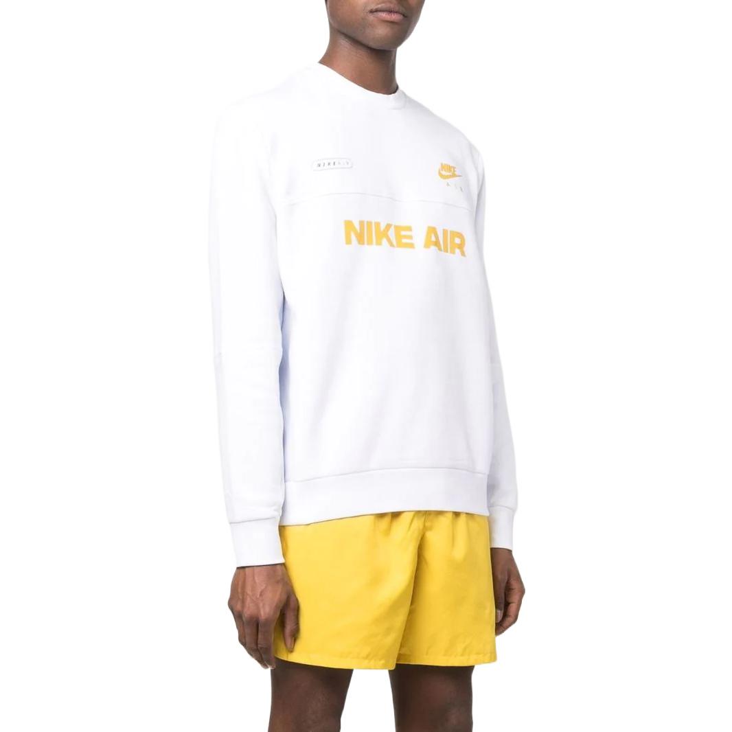 Men's Nike Brand Logo Pattern Printing Round Neck Pullover Long Sleeves White DM5207-100