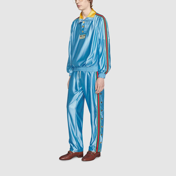 Gucci Shiny Jersey Sweatshirt With Web 'Light Blue' 653372-XJDE6-4670