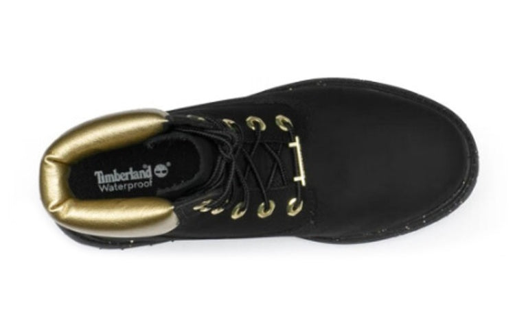 (WMNS) Timberland Heritage 6 Inch Waterproof Boots 'Black Nubuck with Gold' A5RRMW