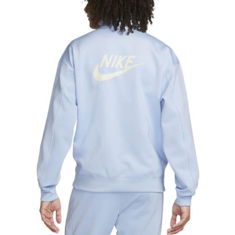 Men's Nike Back Alphabet Logo Printing Half Zipper Stand Collar Asia Edition Blue DQ4238-425