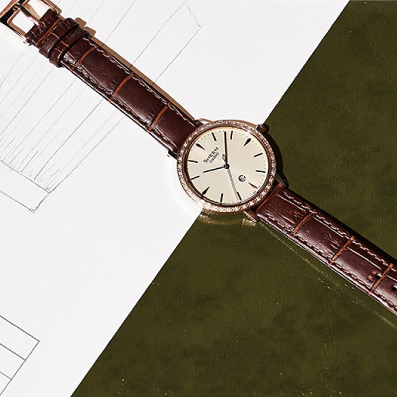 CASIO Waterproof SHEEN Quartz Sapphire Crystal Brown Analog SHE-4535PGL-9AU