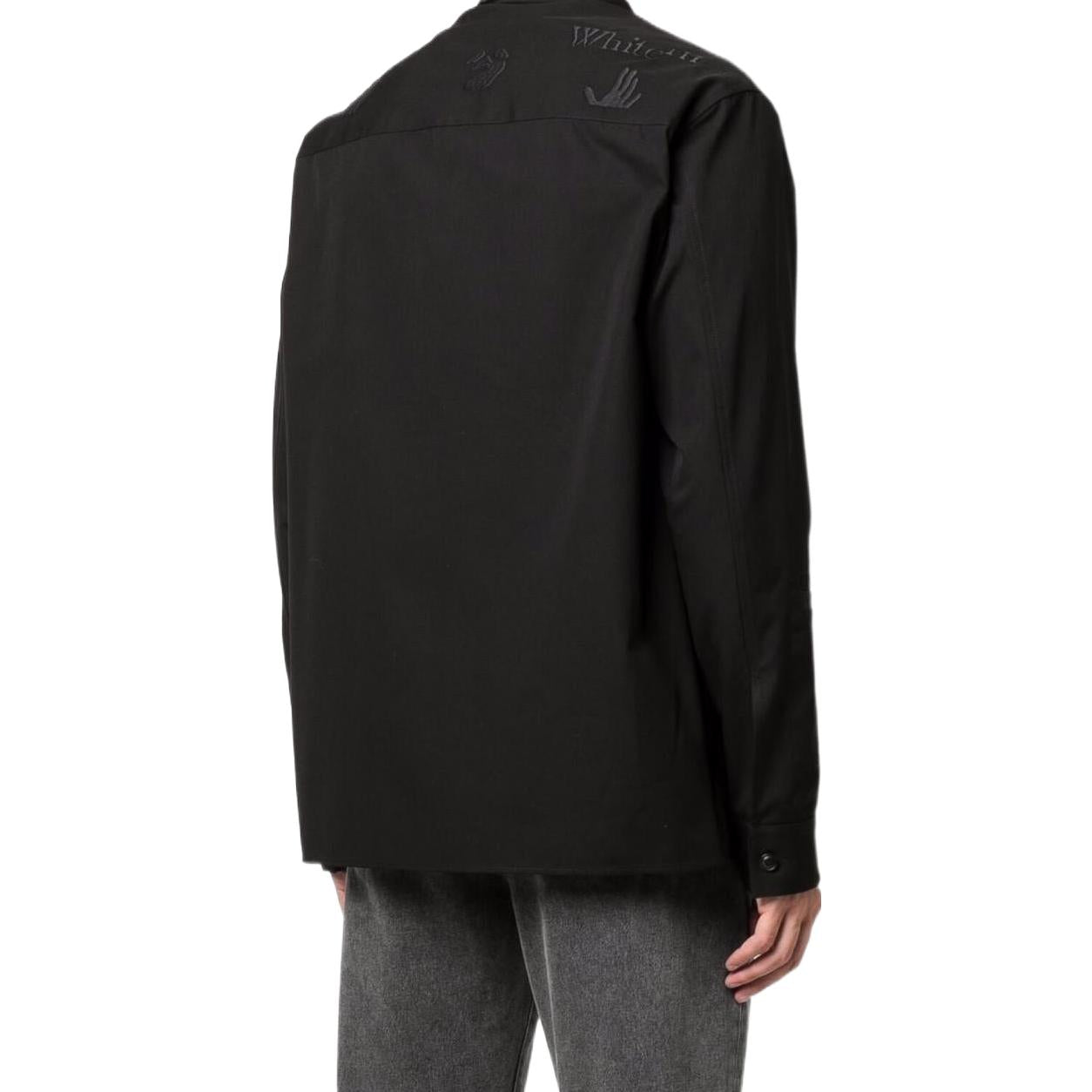 Men's Off-White FW22 Logo Embroidered Long Sleeves Jacket Black OMGA189F21FAB0011010