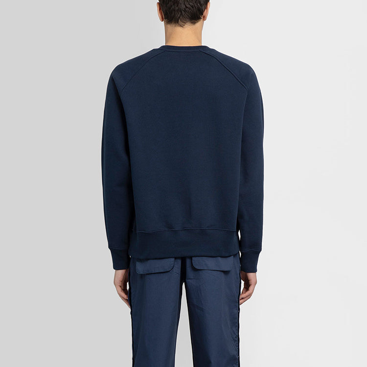 Men's Converse x Kim Jones Crossover Solid Color Sports Knit Round Neck Pullover Navy Blue 10021818-A01