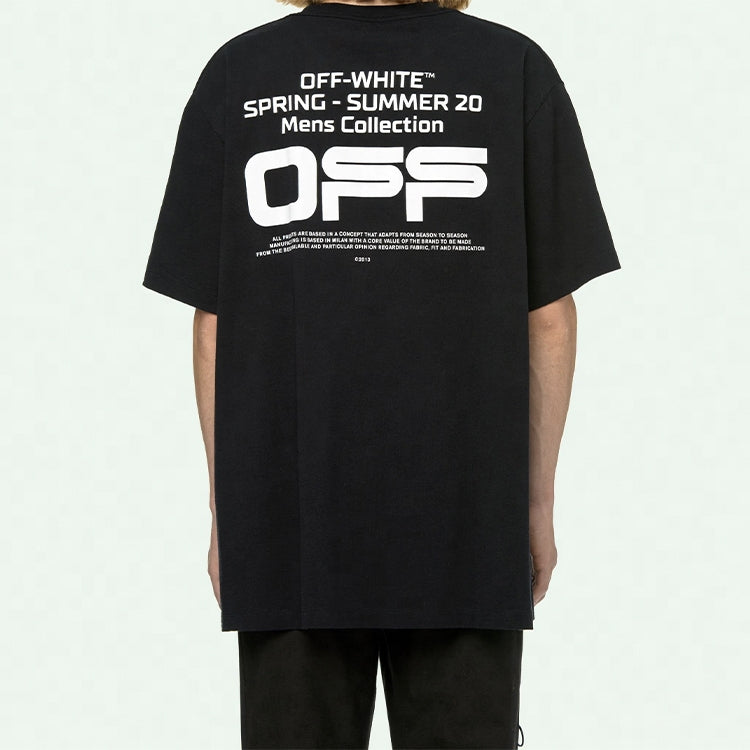 Off-White Wavy Line White T-Shirt Printing Short Sleeve Loose Fit Black OMAA038R201850041001