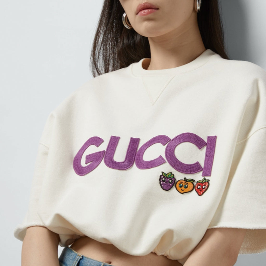 (WMNS) Gucci Cotton Jersey Sweatshirt With Patch 'Off White' 773722-XJF8P-9088