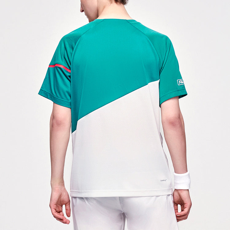 FILA Contrasting Colors Sports Tennis Short Sleeve Green A11M123101F-GN