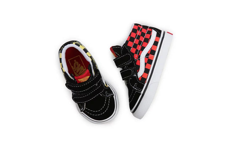 Vans Flame Logo Repeat Sk8-Mid Reissue Velcro 'Black Red Yellow' VN0A5DXDABX