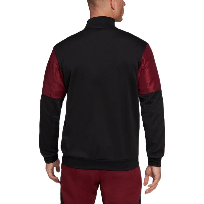 Men's adidas Casual Sports Stripe Colorblock Zipper Long Sleeves Japanese Version Black Jacket H60011
