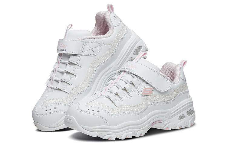 (GS) Skechers DLites 1.0 'White Pink' 664127L-WPK
