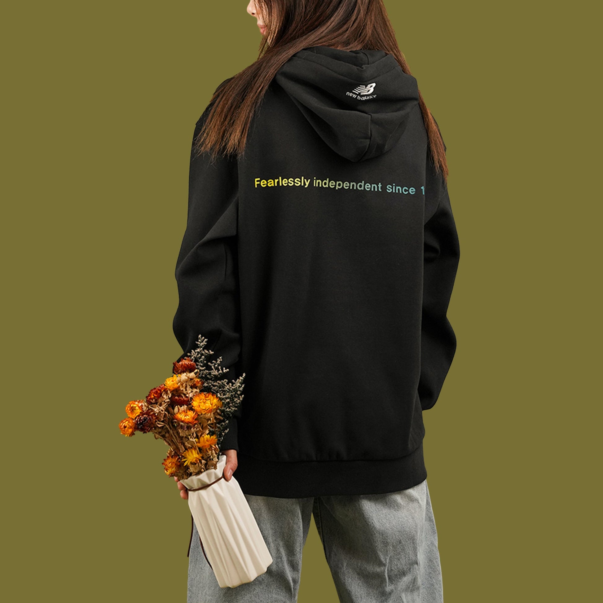 New Balance hooded Minimalistic Casual Pullover Couple Style Black NCA33011-BK