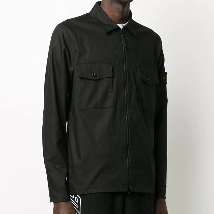Men's STONE ISLAND Logo Shirt Jacket Black 721511814-V0029