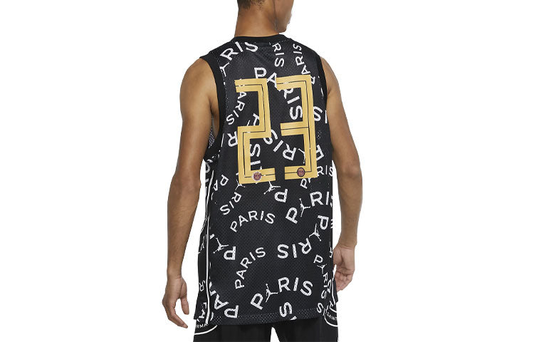 Air Jordan Paris Saint-Germain Printing Basketball Tops Vest Black CK9669-010