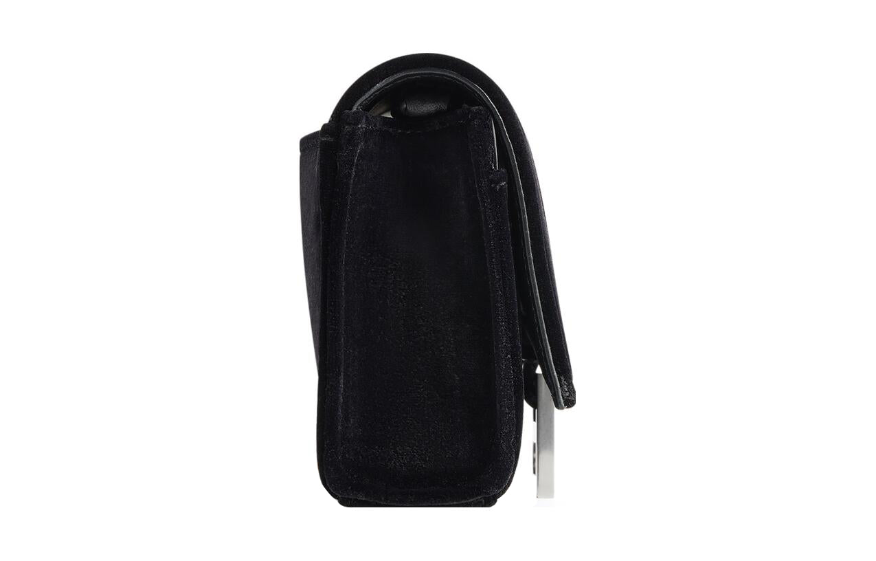 (WMNS) Balenciaga Hourglass Velvet Jersey Wallet On Chain 'Black' 6560502AAPT1000