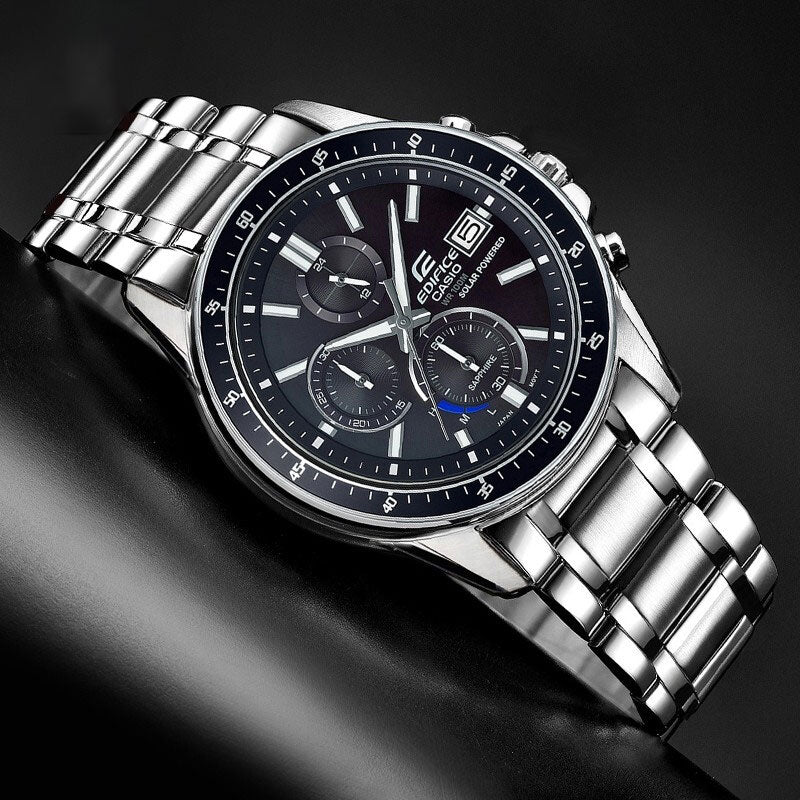 CASIO EDIFICE Quartz Waterproof Solar Powered Stainless Steel Strap Mens Black Analog EFS-S510D-1AVUPR
