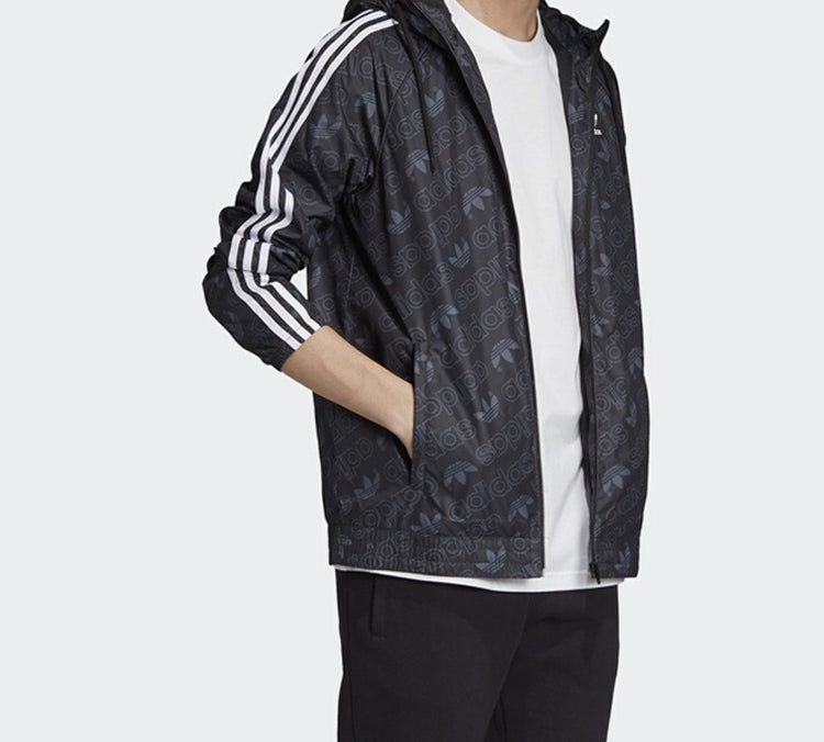 adidas originals Mono Windbreak Logo Hooded Jacket Men Black ED7047