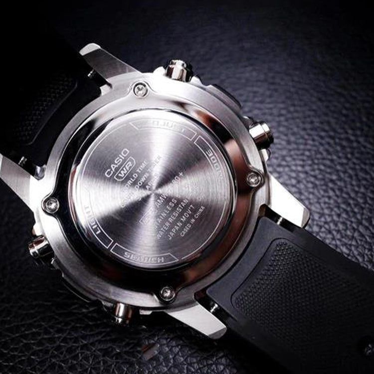 Casio Dress Classic Minimalistic Analog Watch 'Metallic Black Silver' AMW-880-1AV