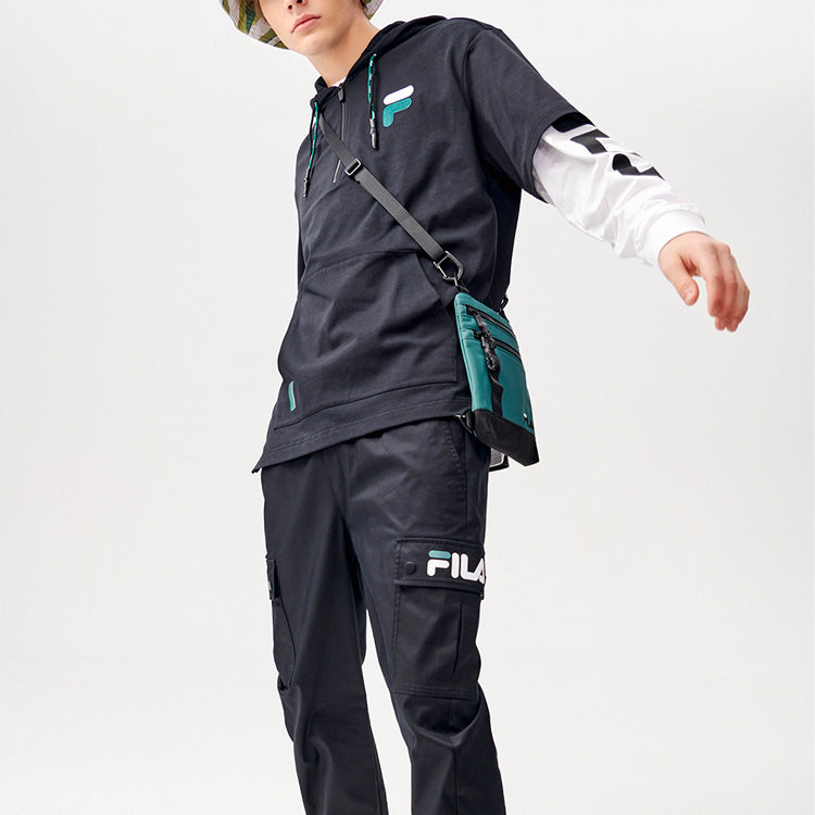 FILA FUSION Casual Sports Loose hooded Short Sleeve Black T11M123501F-BK