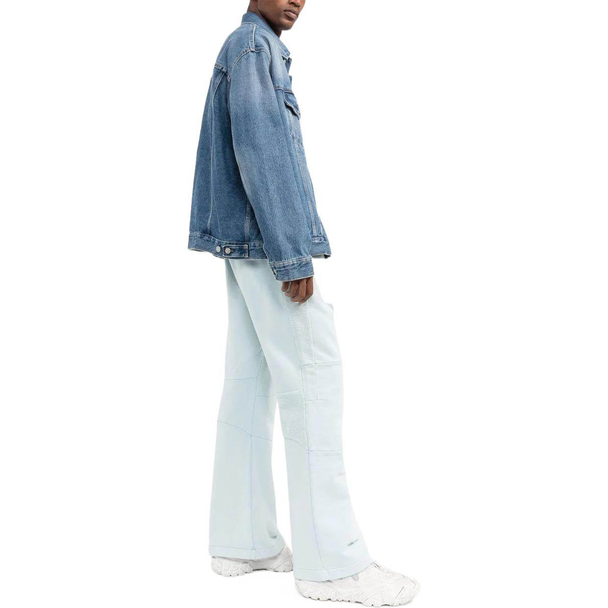 Men's Off-White SS22 Solid Color Drawstring Lacing Sports Pants/Trousers/Joggers Light Blue OMCH045S22FLE0014141