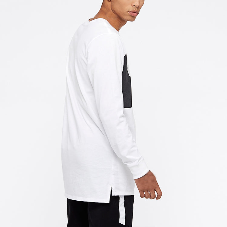 Men's Nike Large Logo Printing Sports Round Neck Long Sleeves White T-Shirt 875715-100