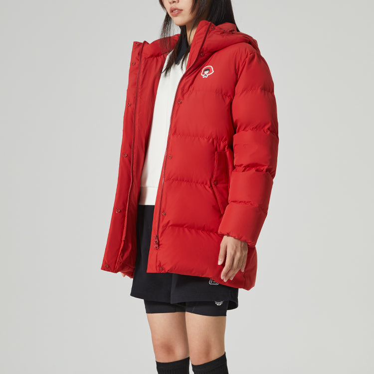 (WMNS) Skechers Graphic Long Down Jacket 'Red' L422W091-01KV